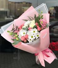 Букет цветов из:  Розы, Лизиантусы и Хризантемы в Больших Дворах